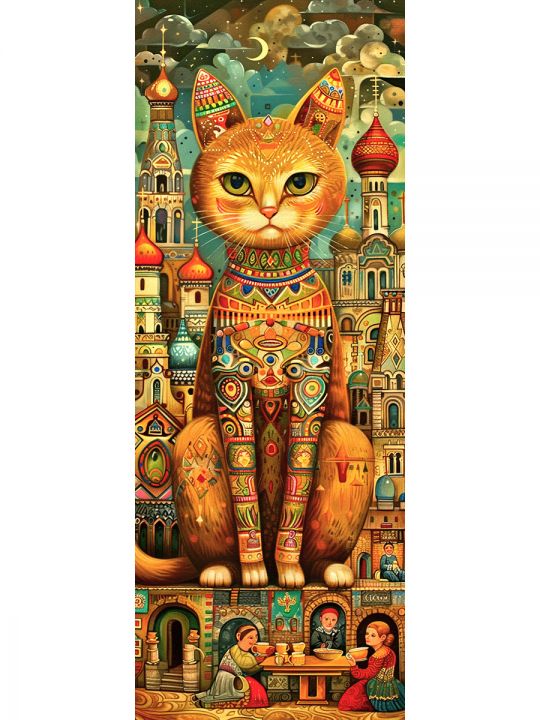 Алмазная мозаика без подрамника «Мурлыка» 50x17 см, 50 цветов