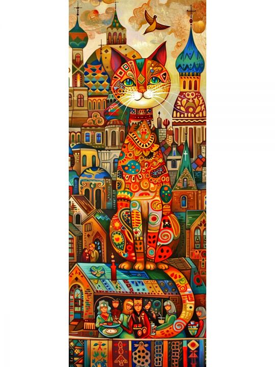 Алмазная мозаика без подрамника «Мурлыка» 50x17 см, 49 цветов