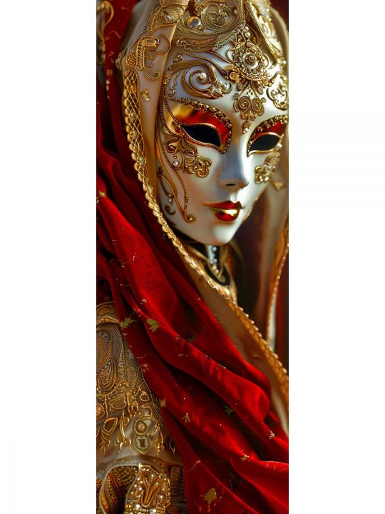 Алмазная мозаика без подрамника «Маски Венеции» 70x24 см, 48 цветов