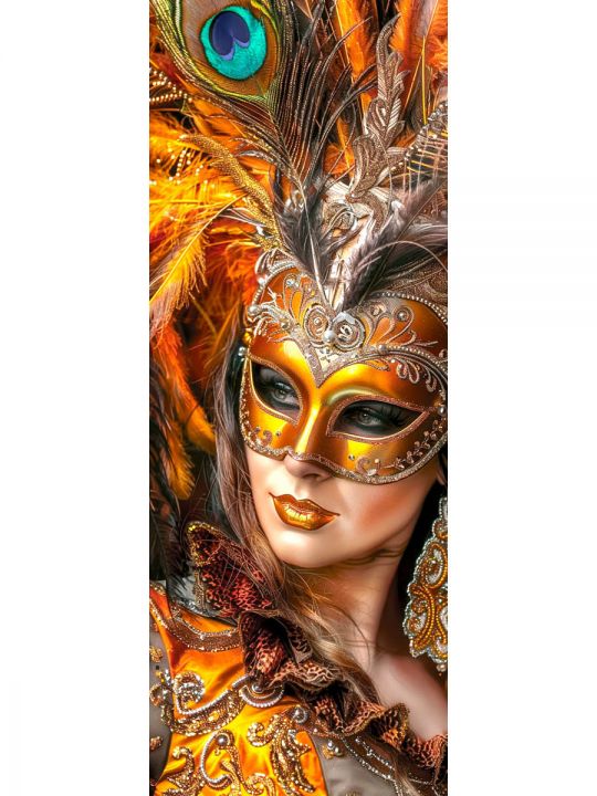 Алмазная мозаика без подрамника «Маски Венеции» 70x24 см, 36 цветов