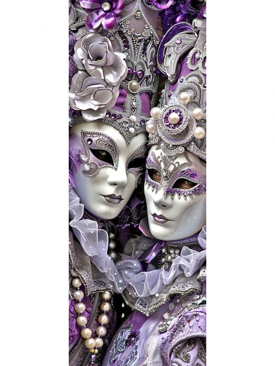 Алмазная мозаика без подрамника «Маски Венеции» 50x17 см, 50 цветов