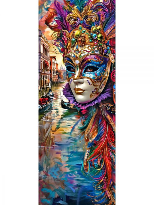 Алмазная мозаика без подрамника «Маски Венеции» 50x17 см, 50 цветов