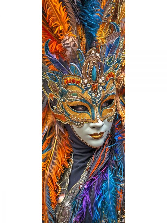 Алмазная мозаика без подрамника «Маски Венеции» 50x17 см, 47 цветов