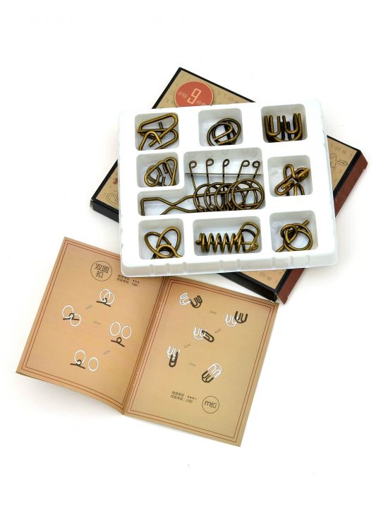 Набор из 9 металлических головоломок «Bronze unlocks nine links»