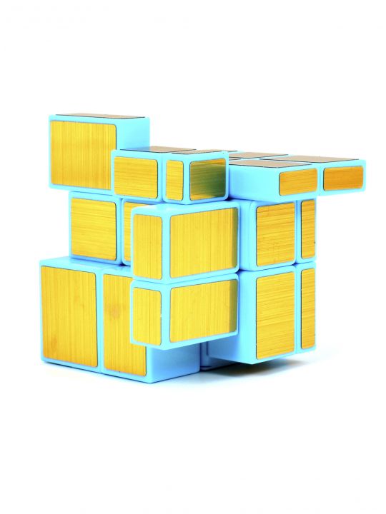  Кубик зеркальный «Ice Qilin Mirrior Blue» голубой + золотые стикеры