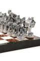 Шахматы каменные «Русские сказки» тёмно-бордовая доска 38x38 см