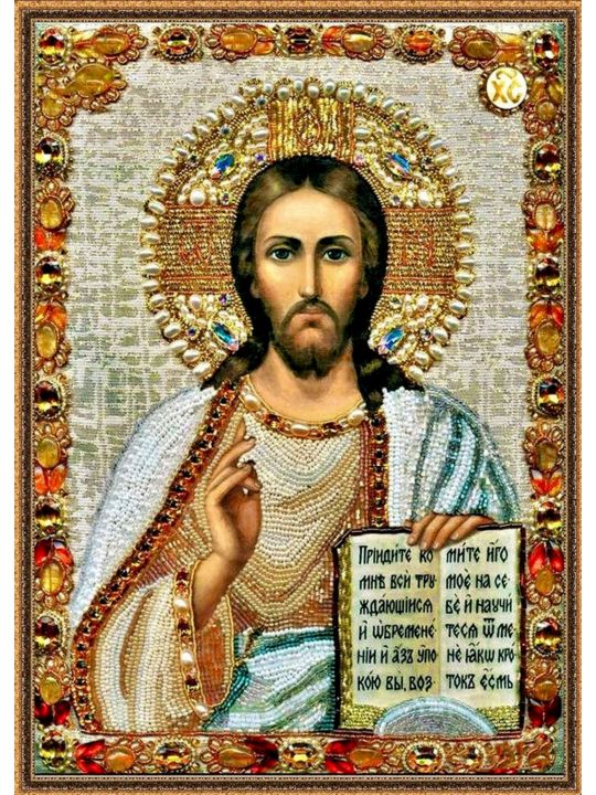 Алмазная мозаика на подрамнике «Христос. Вседержитель» икона