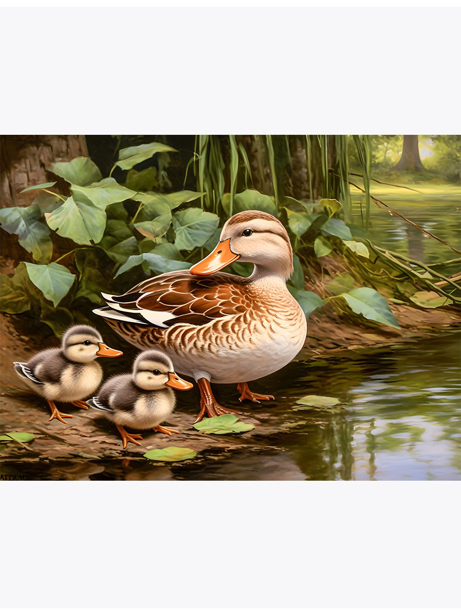 Купить картину алмазная мозаика «Мама утка» 40x30 см, 30 цветов -  gamestil.ru